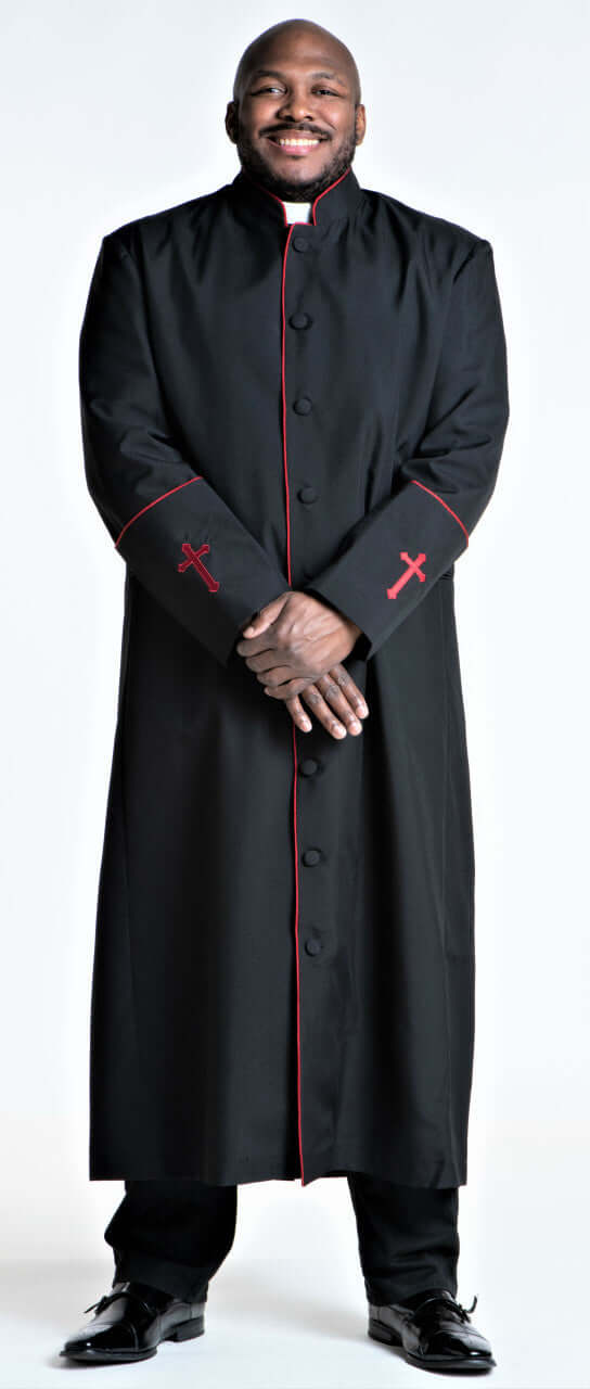 Men's Preacher Clergy Robe in Black & Red