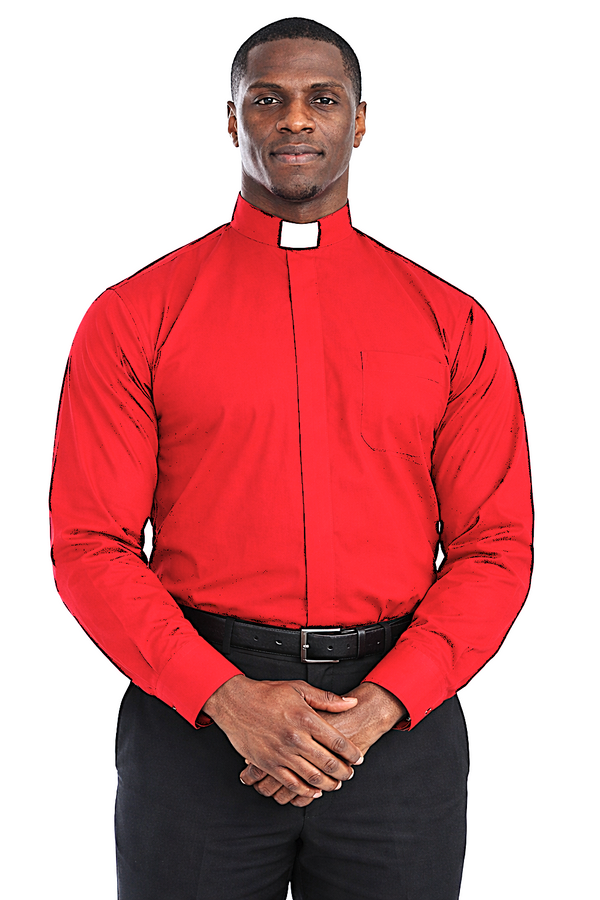 Men's Tab Collar Clergy Shirt in Red | Divinity Clergy Wear