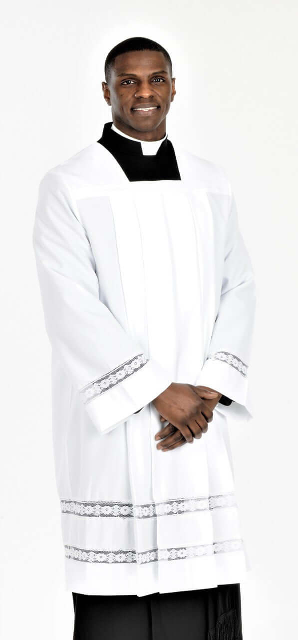 dosa（ドーサ) / long surplice Unisex Long Sheer Lace Surplice Style SUR1024 With White Embroidery