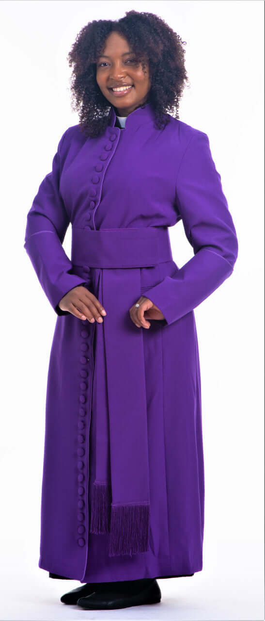Ladies' 33-Button Clergy Cassock Robe & Cincture Set in Purple