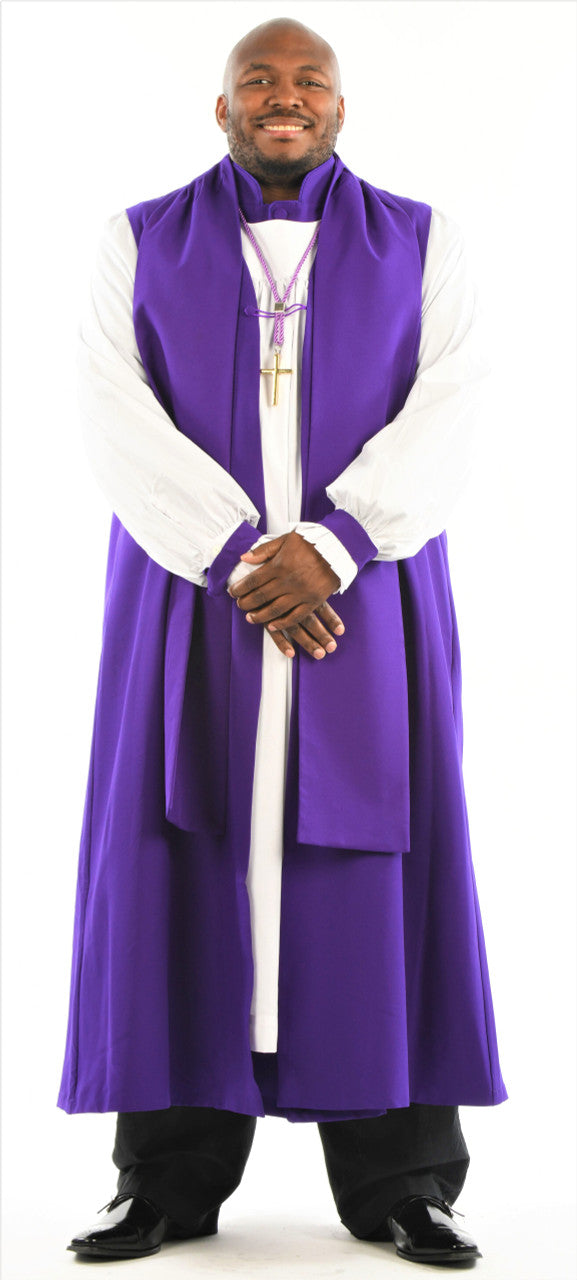 Men's Vestment Sets featuring a clergy member in a purple robe and white garment.