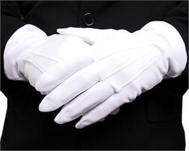Close-up of white Church & Usher Gloves, perfect for church wear and ceremonies.