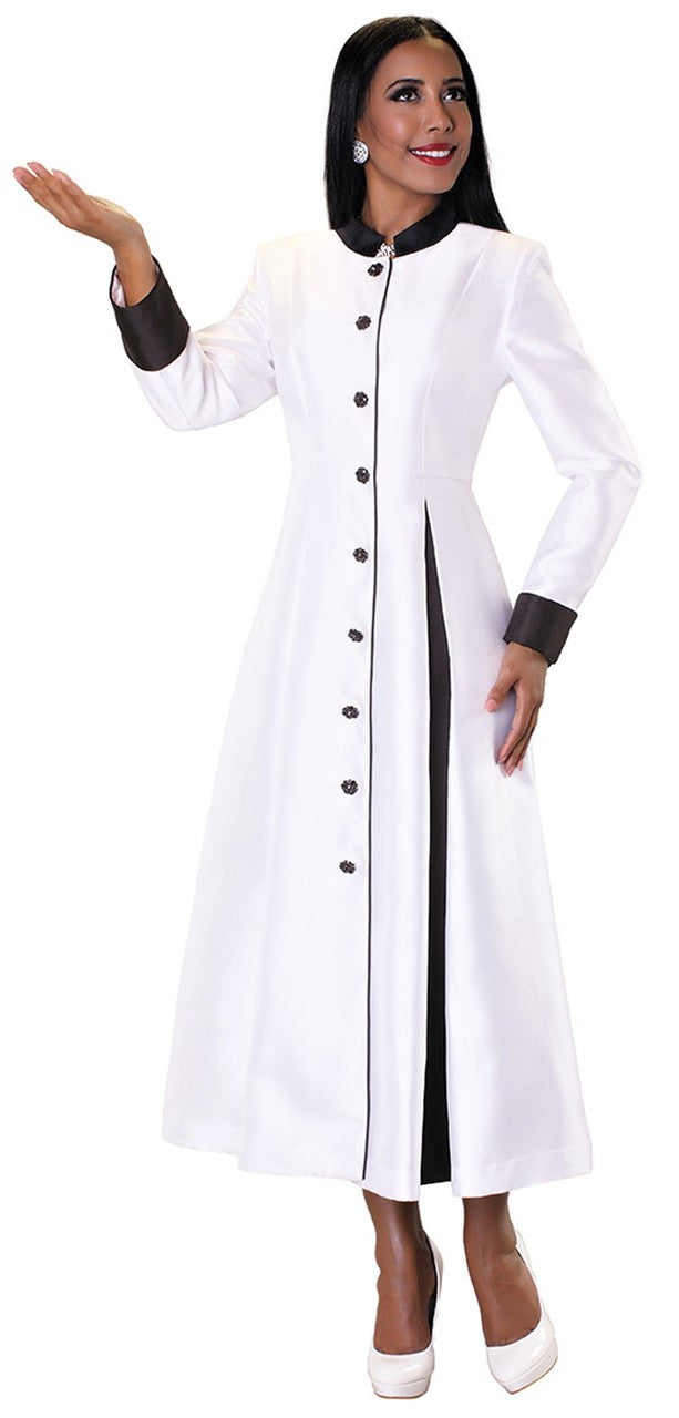 03. Ladies 1-Piece Preaching Robe Dress In White &amp; Black