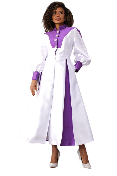 Women&#39;s 1-Piece Preaching Robe Gown In White &amp; Purple