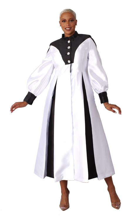 Women&#39;s 1-Piece Preaching Robe Gown In White &amp; Black