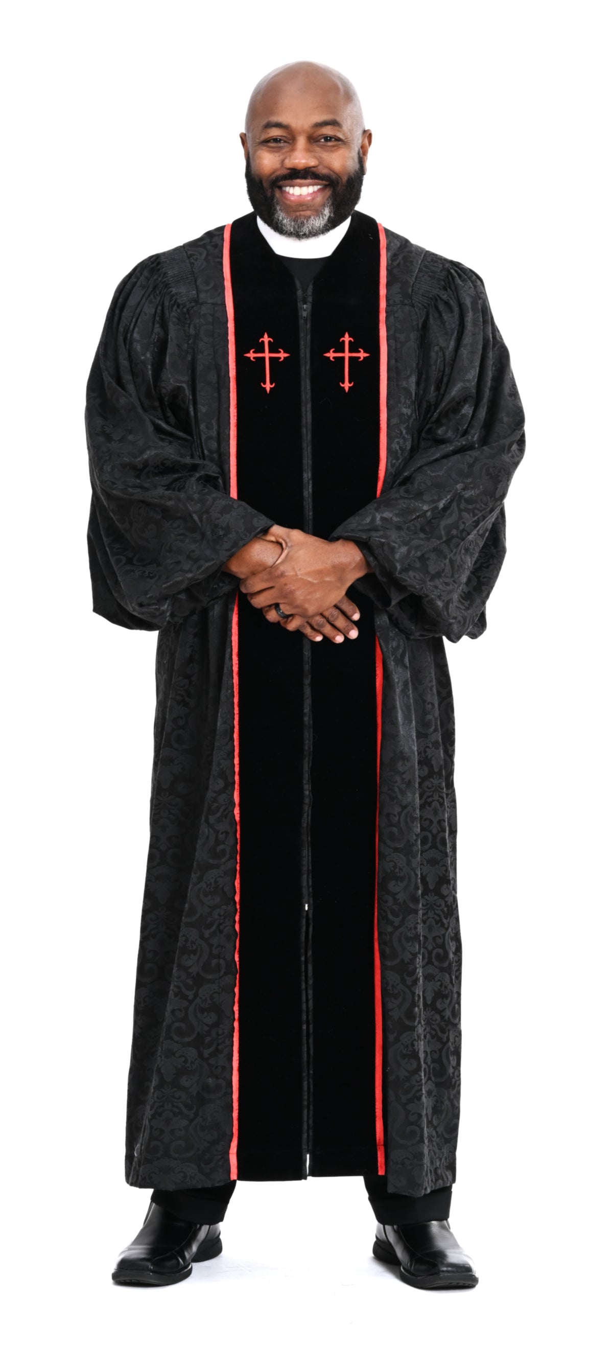 Men&#39;s RT Wesley Pulpit Robe in Black &amp; Red