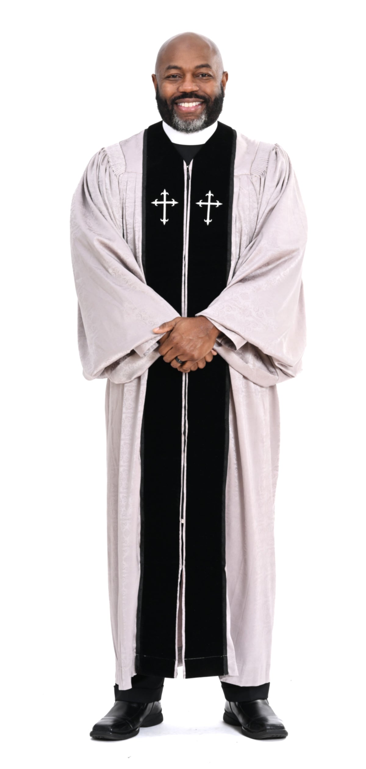 Men&#39;s RT Wesley Pulpit Robe in Gray &amp; Black