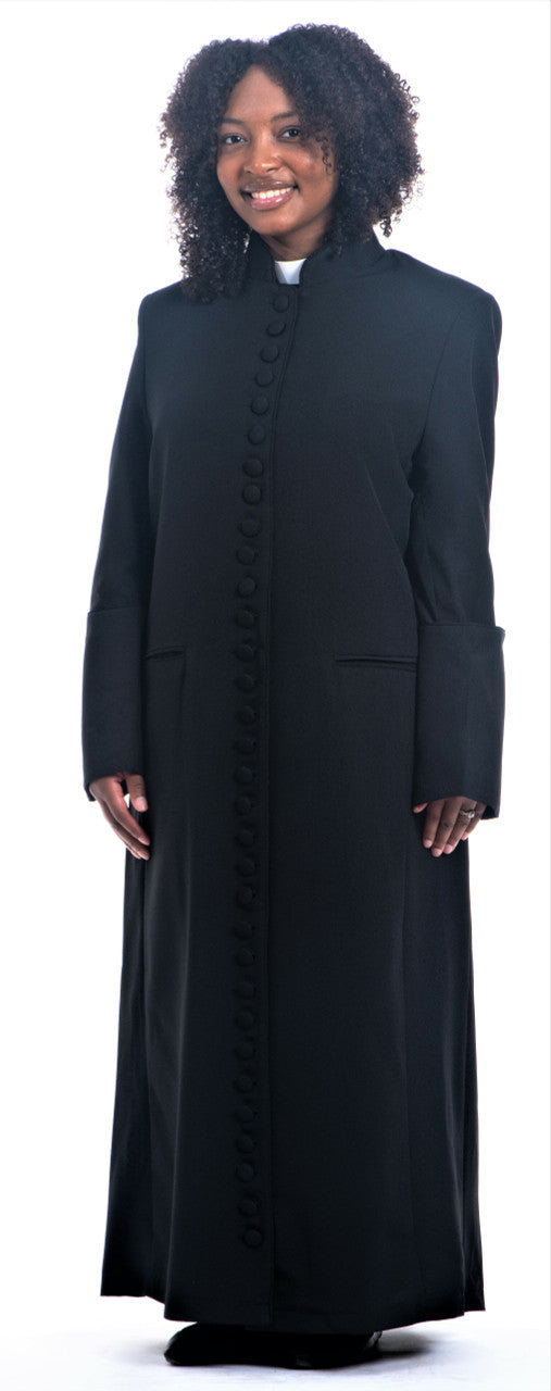 Ladies 33-Button Roman Style Cassock In Black