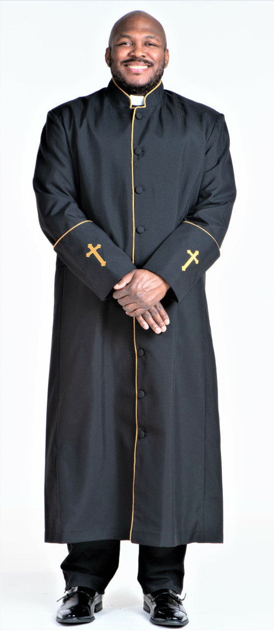 Men&#39;s Preacher Clergy Robe in Black &amp; Gold