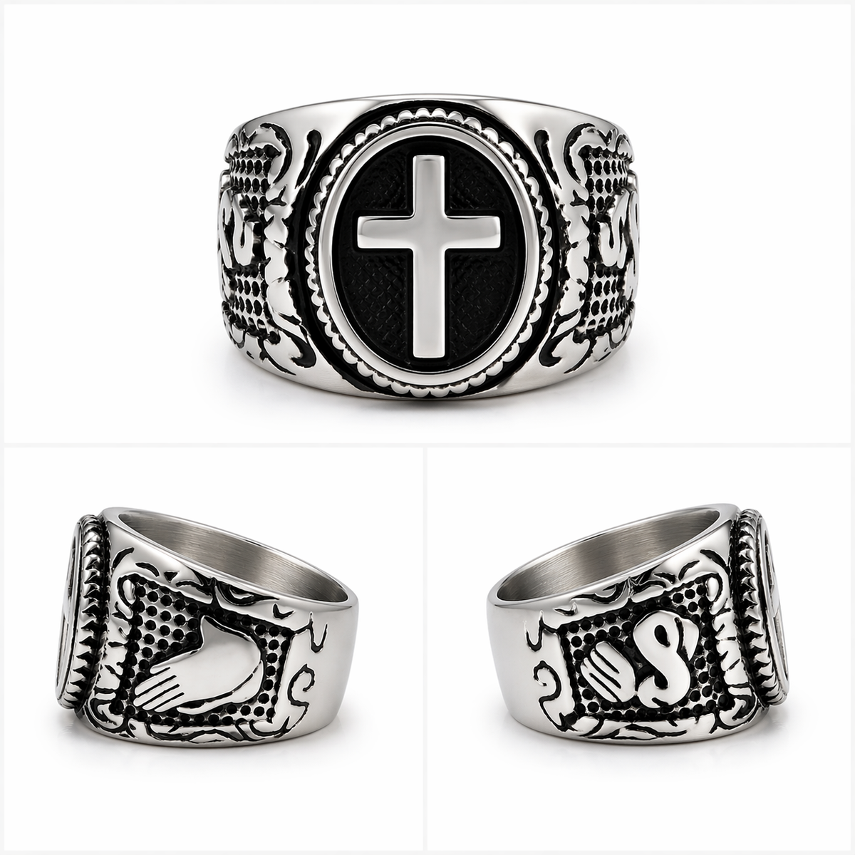 Clergy Ring in Silver & Black