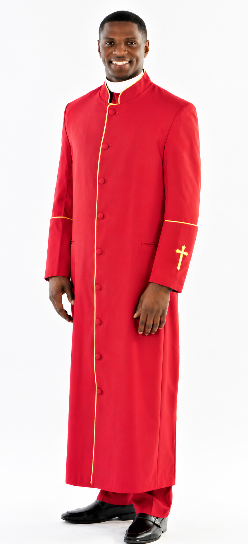 Men's Preacher Clergy Robe in Red & Gold