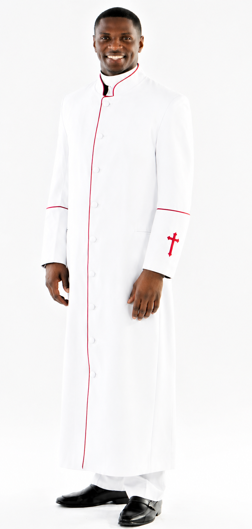 Men's Preacher Clergy Robe in White & Red
