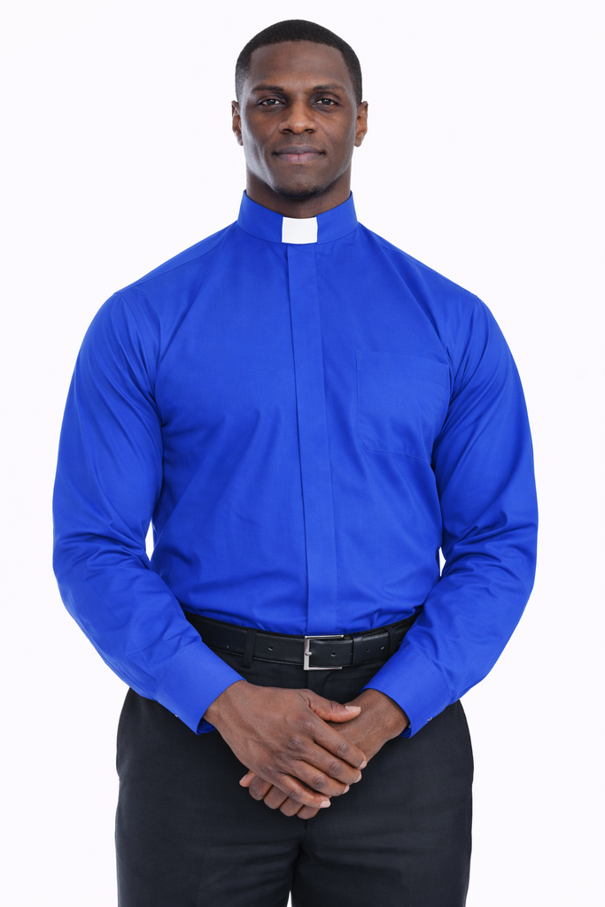 Men's Tab Collar Clergy Shirt in Royal | Divinity Clergy Wear