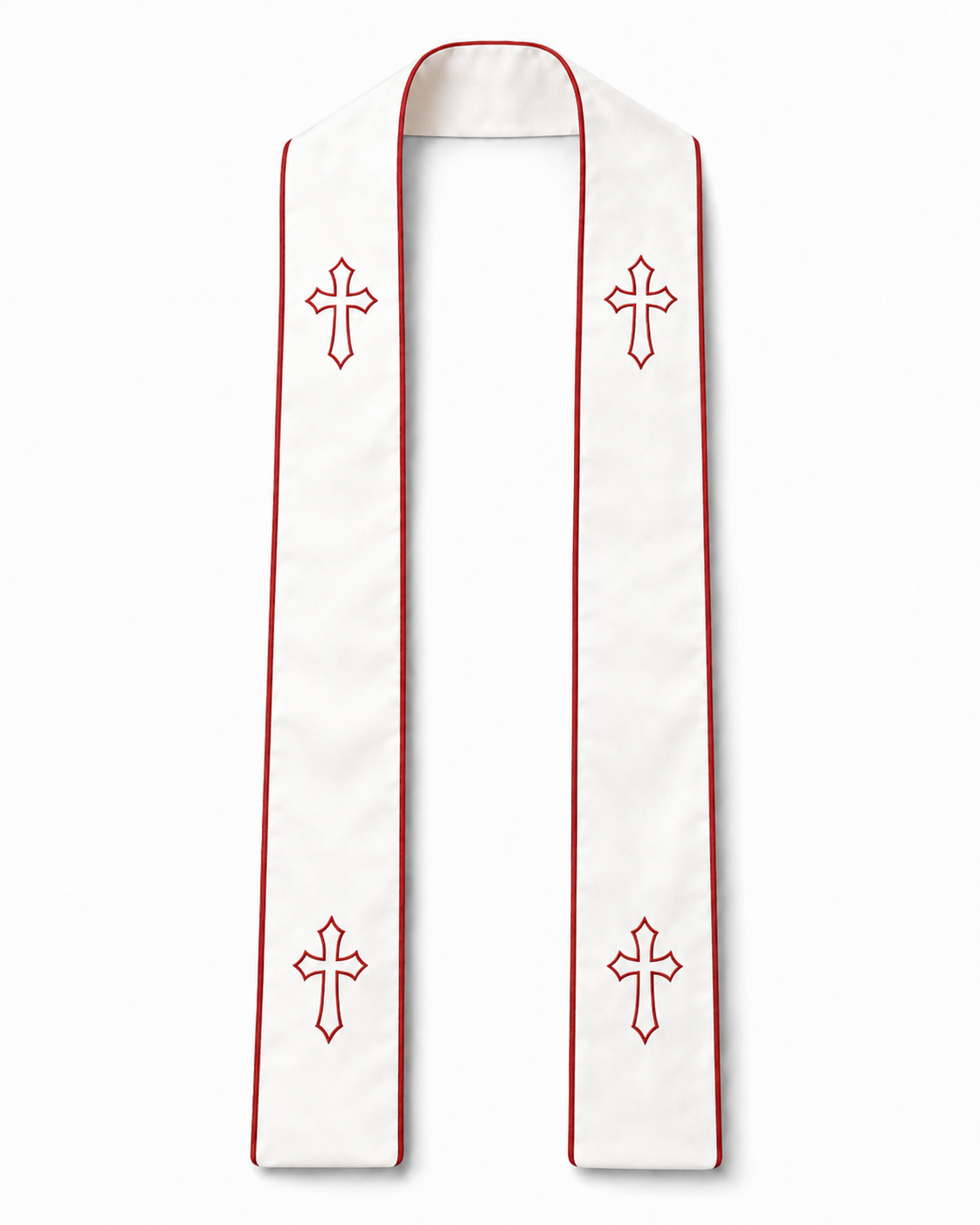 Clergy Stole in White & Red