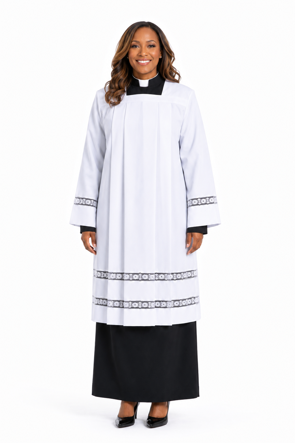 Ladies Surplice With Double Floral Lace