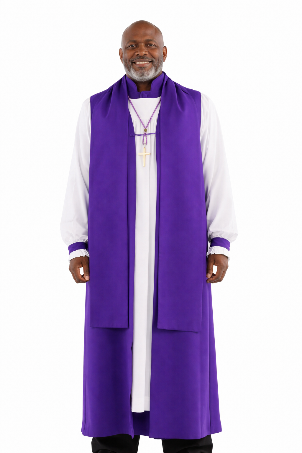 Men's Bishop Vestment In Purple - 8 Pieces Included