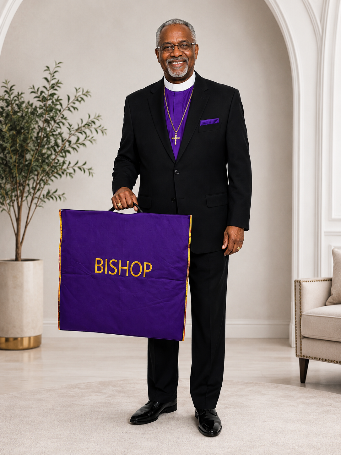 Clergy Robe Travel & Storage Bag in Purple & Gold -  BISHOP