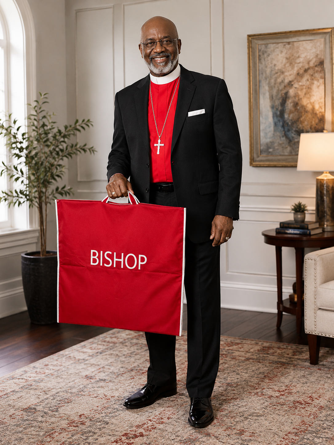 Clergy Robe Travel & Storage Bag in Red & White - BISHOP
