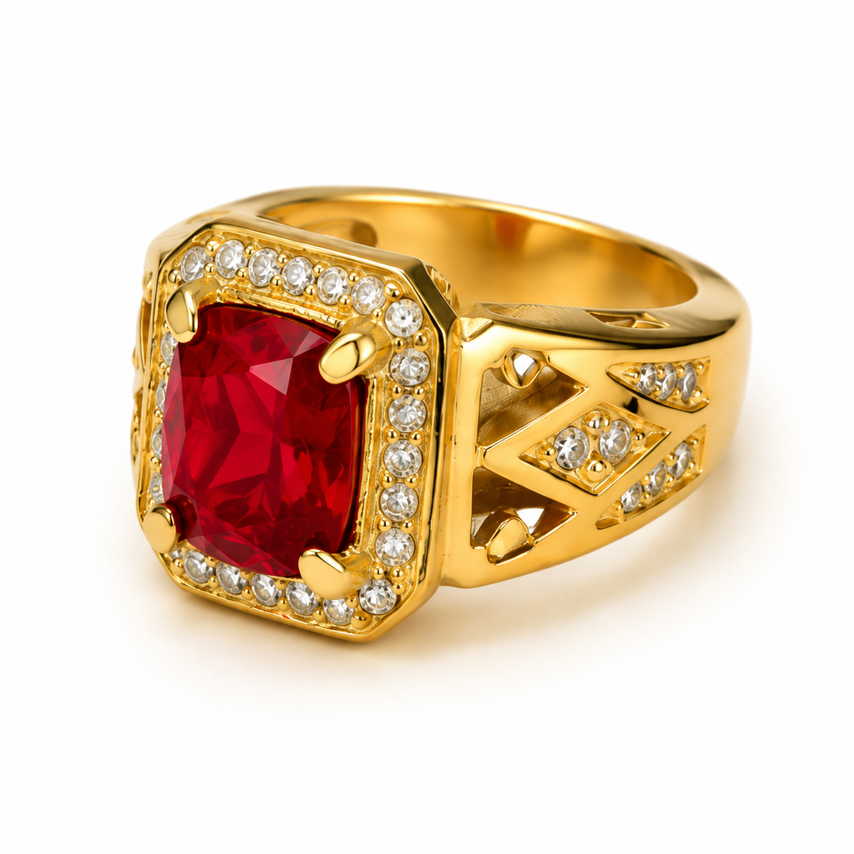 Ladies Ring in Gold & Red
