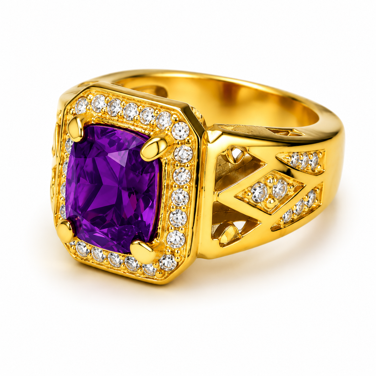 Ladies Ring in Gold & Purple