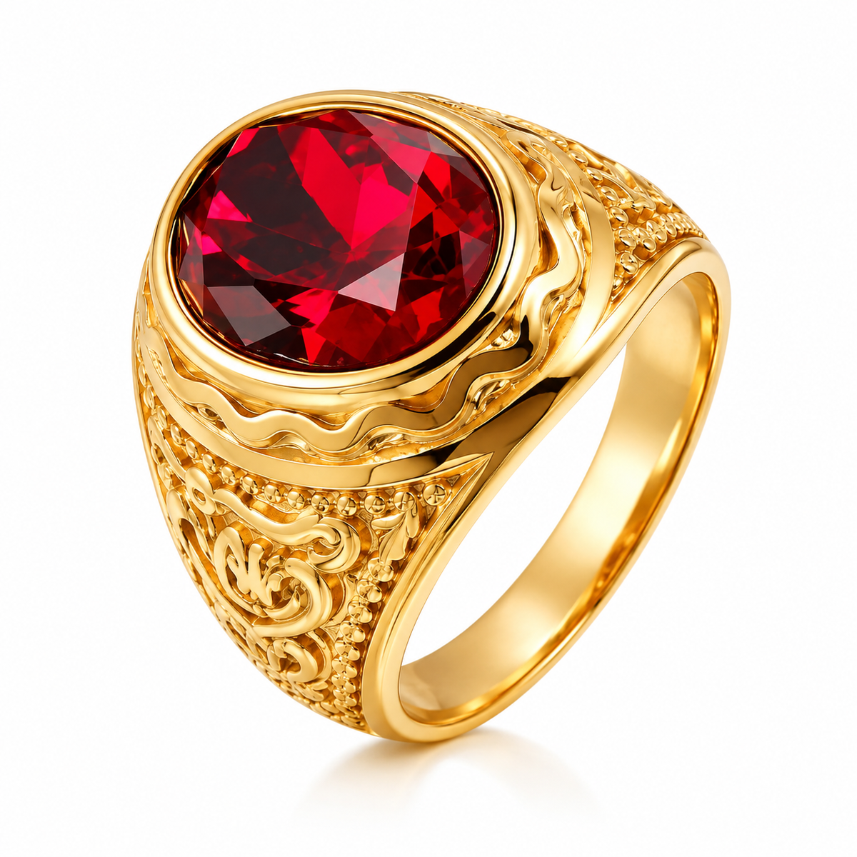 Men's Apostle Ring in Gold & Red