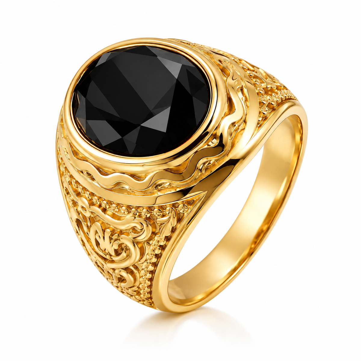 Men's Pastor Ring in Gold & Black