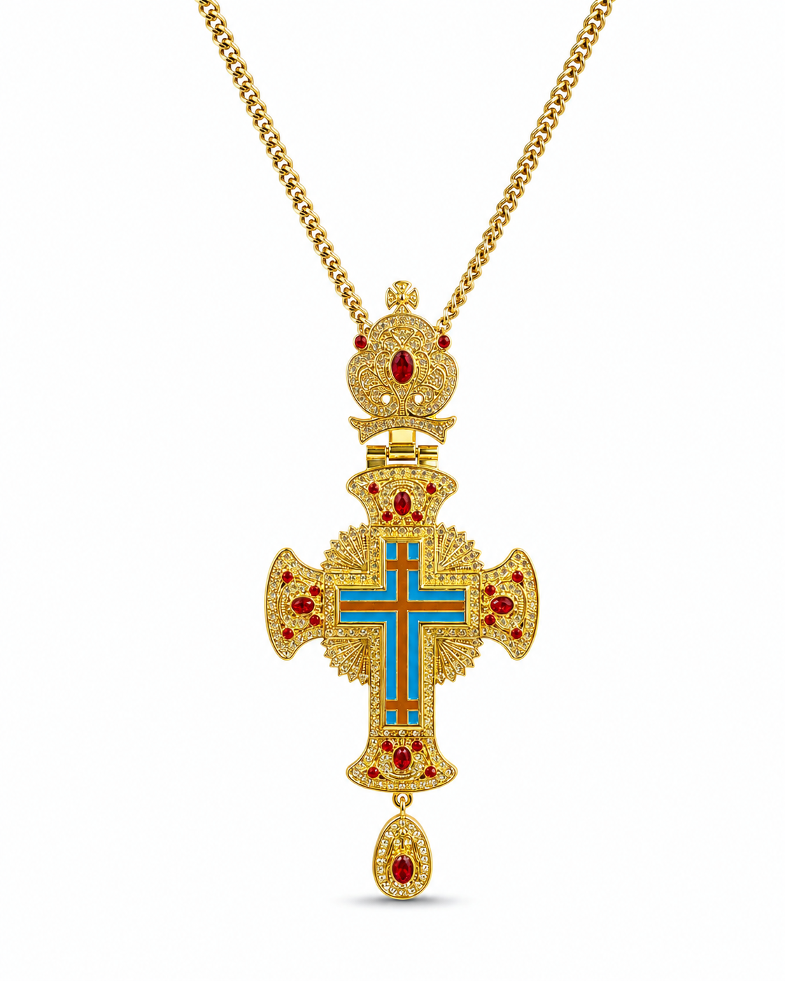 Imperial Jeweled Pectoral Cross & Chain set in Gold and Red