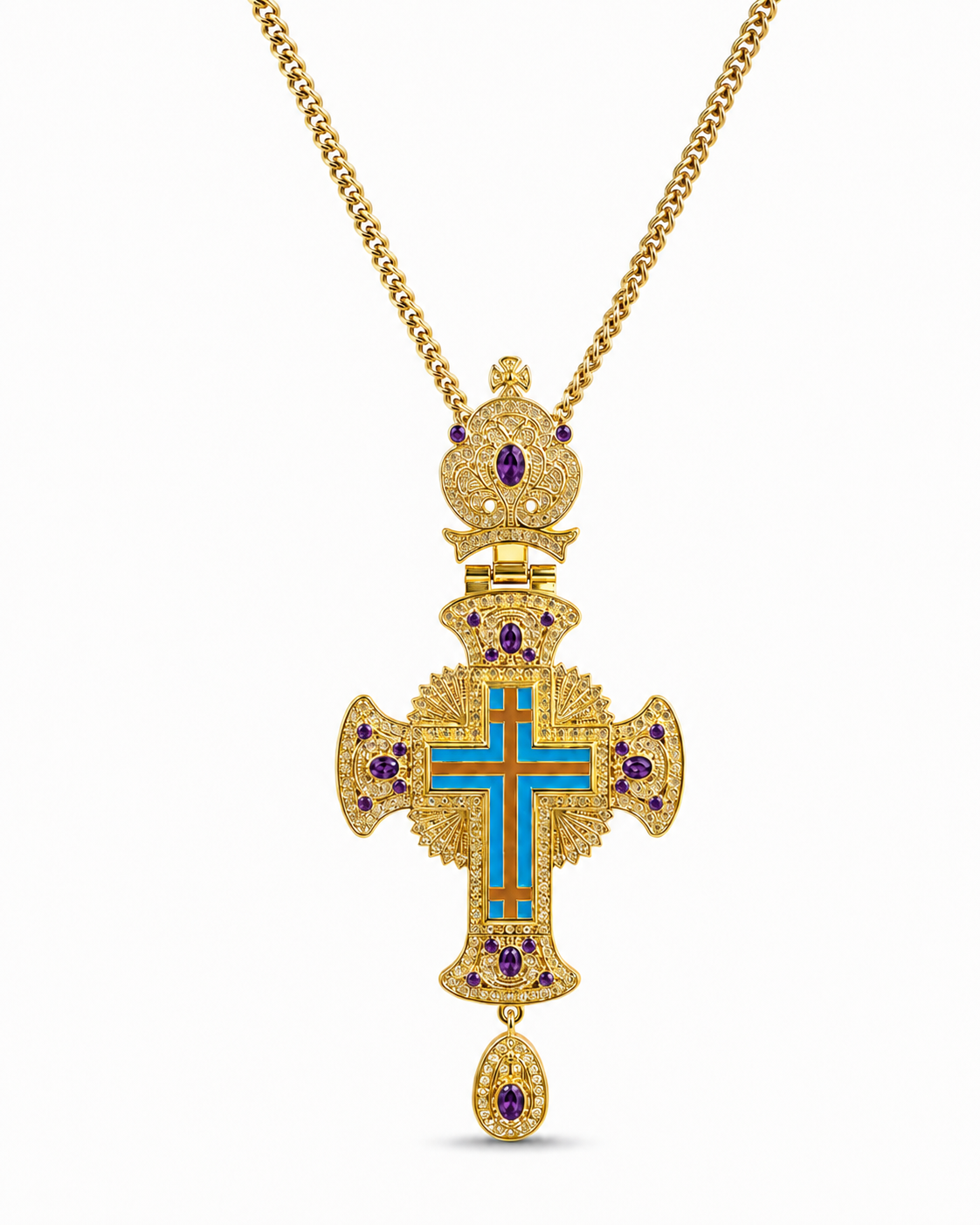 Imperial Jeweled Pectoral Cross & Chain set in Gold and Purple