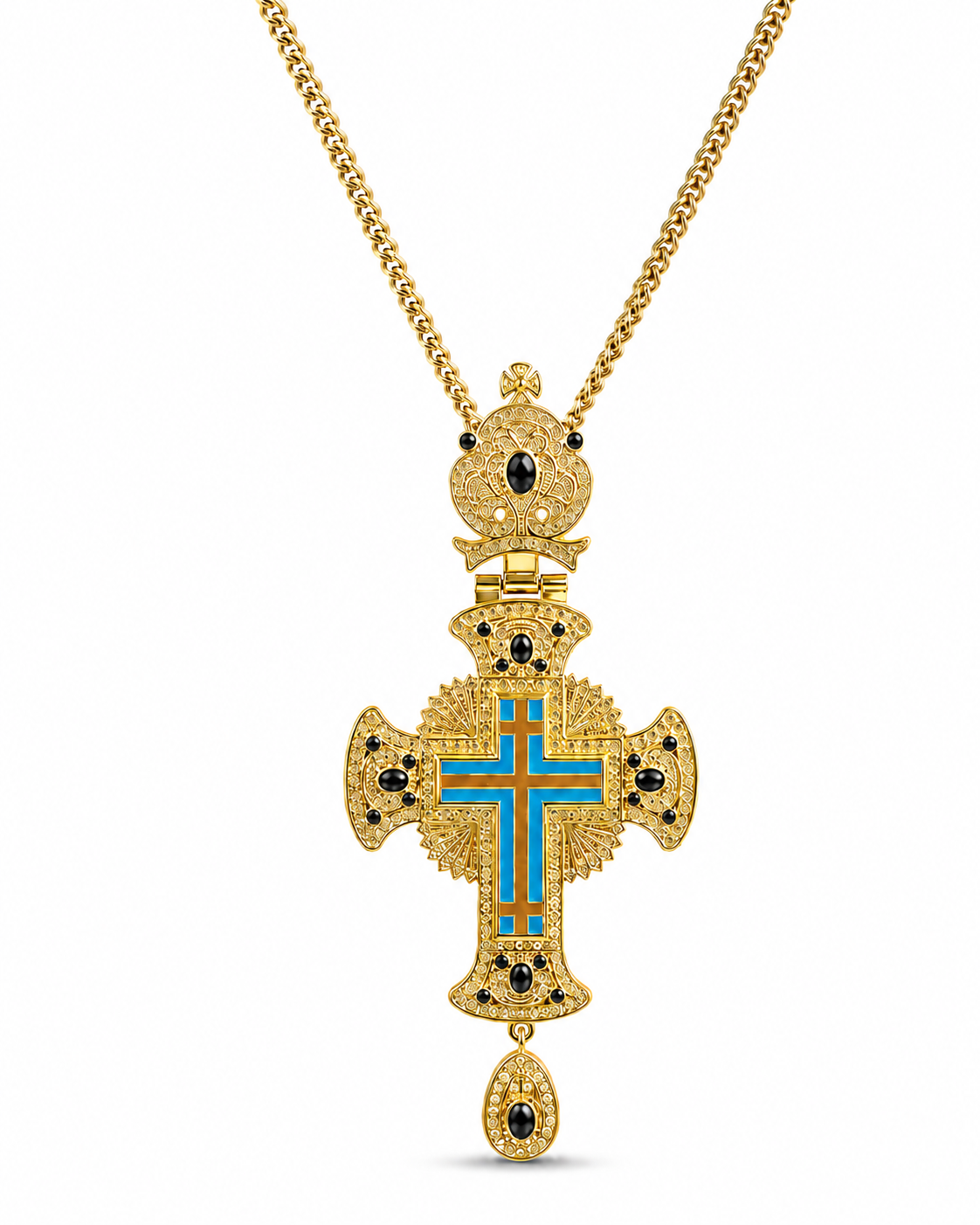 Imperial Jeweled Pectoral Cross & Chain set in Gold and Black