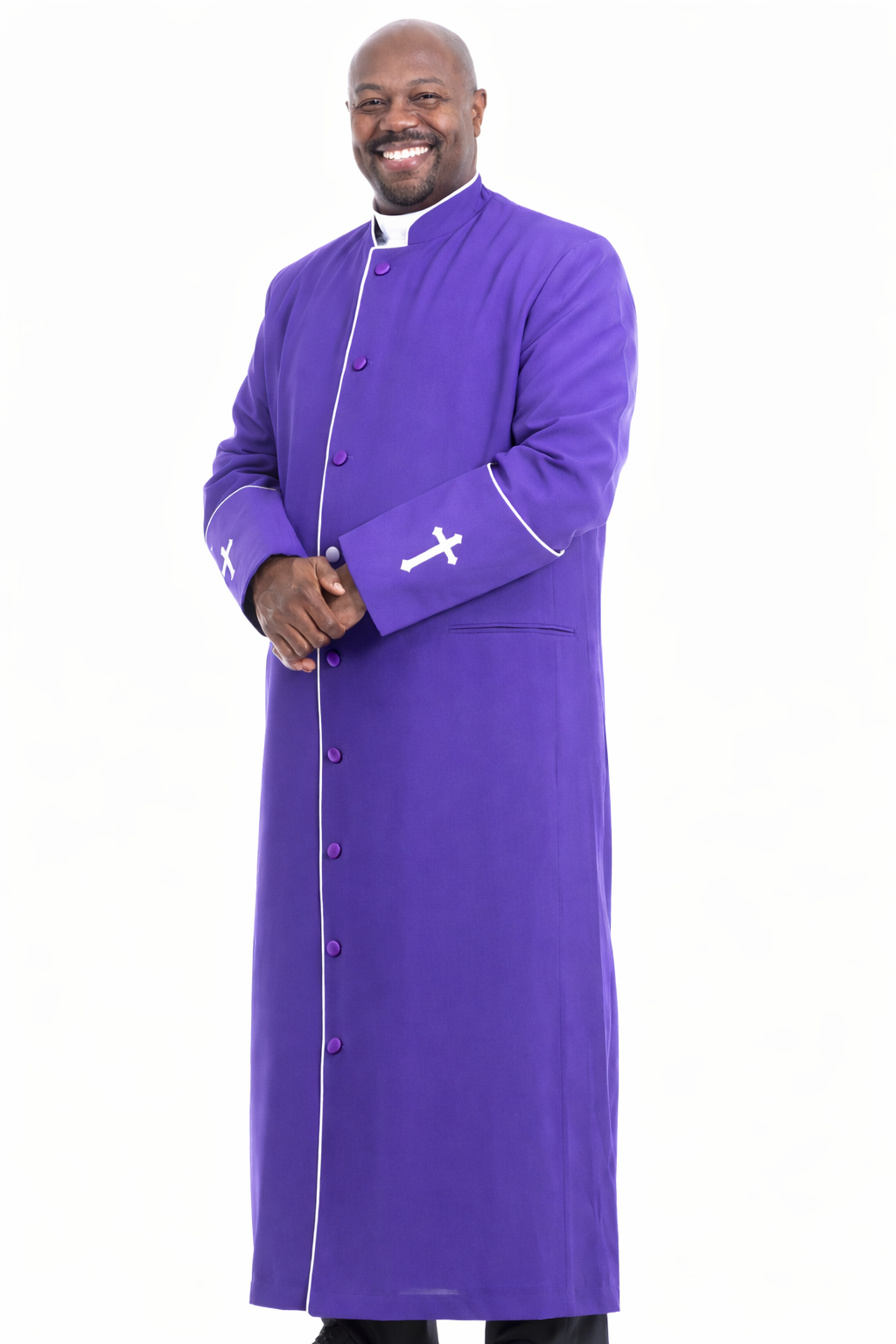 Men's Preacher Clergy Robe in Purple & White