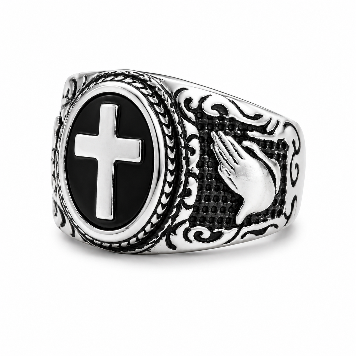 Clergy Ring in Silver & Black