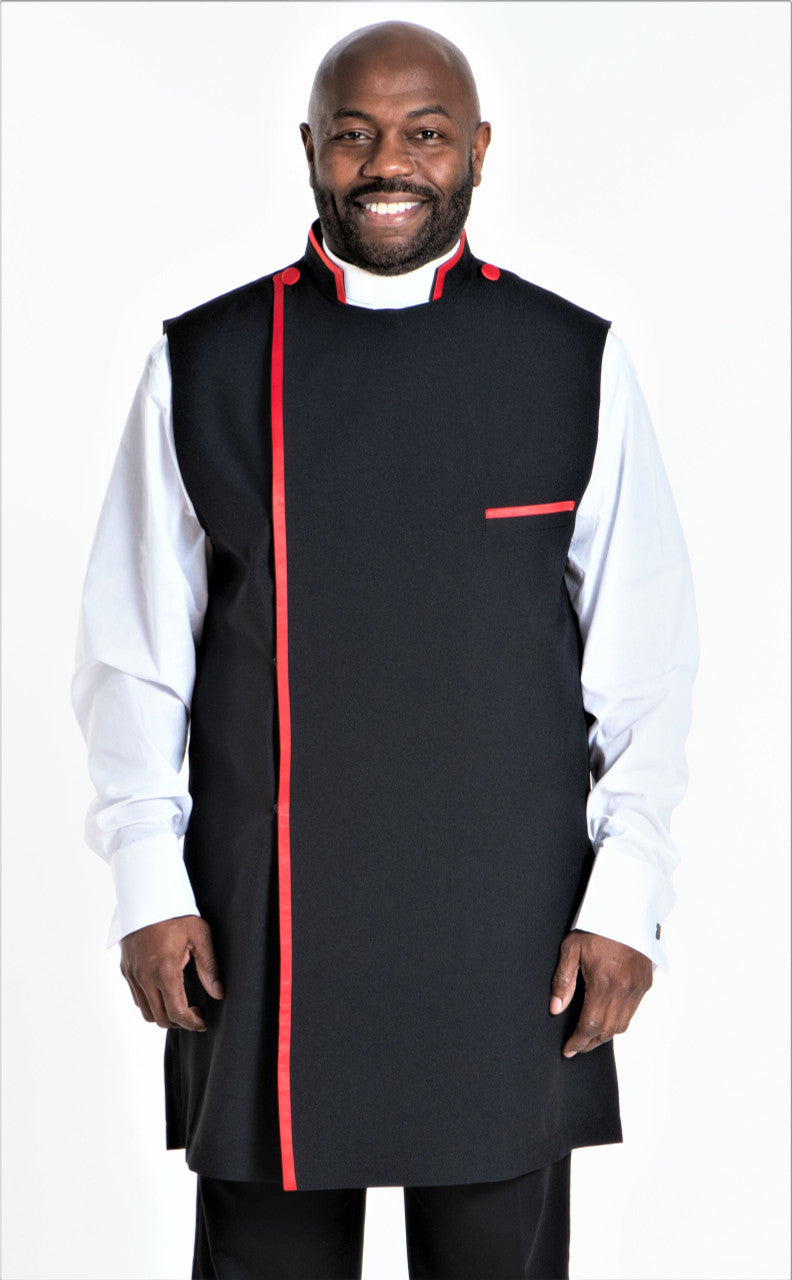 Modern Clergy Apron In Black &amp; Red