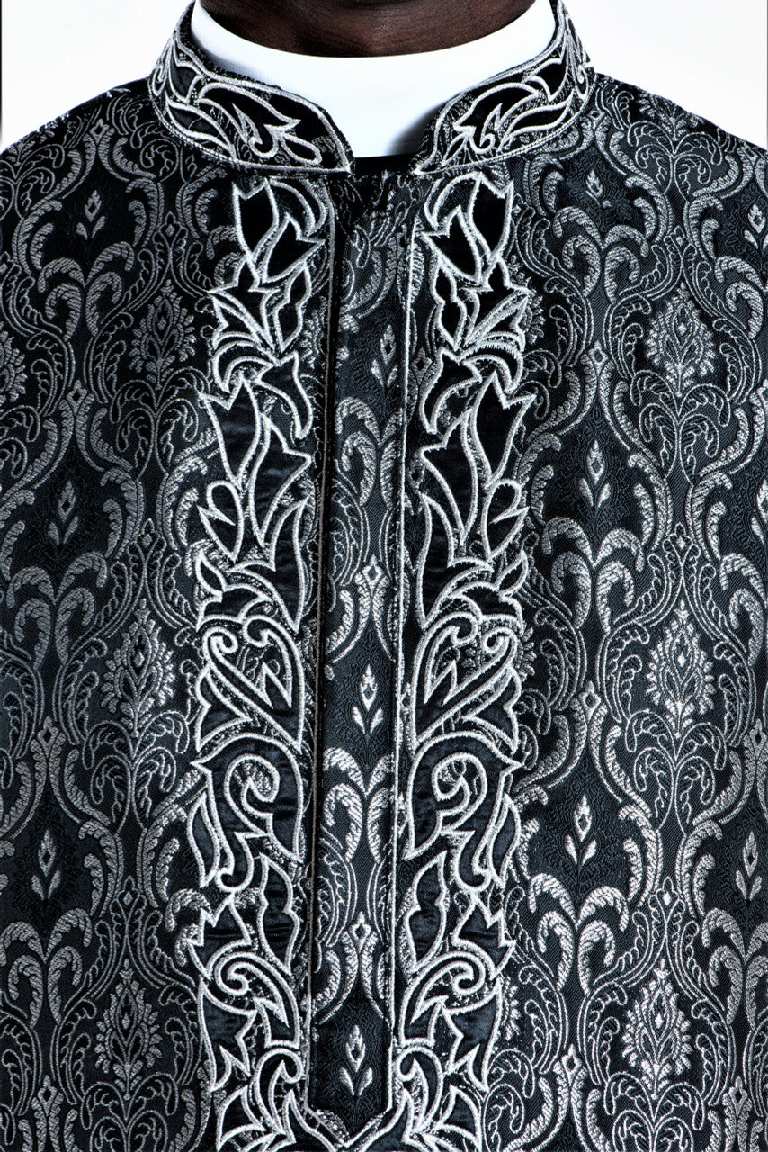 Designer Clergy Kurta in Black & Silver