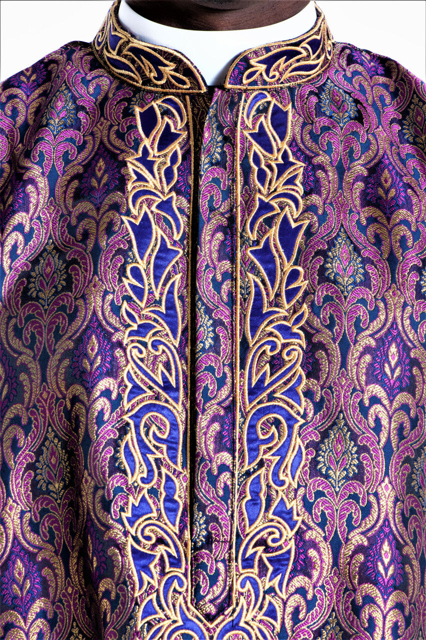 Designer Clergy Kurta in Purple &amp; Gold