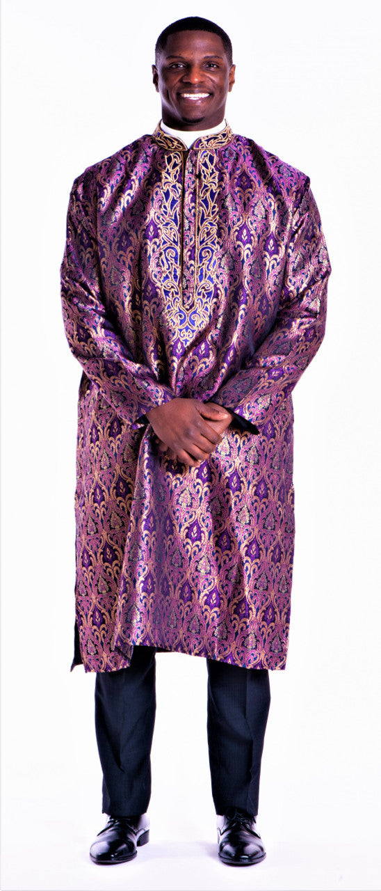 Designer Clergy Kurta in Purple &amp; Gold