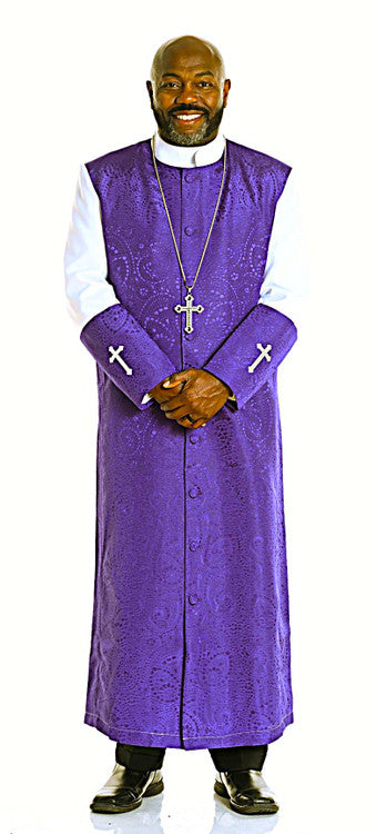 Gershon Clergy Robe For Men In Purple & White