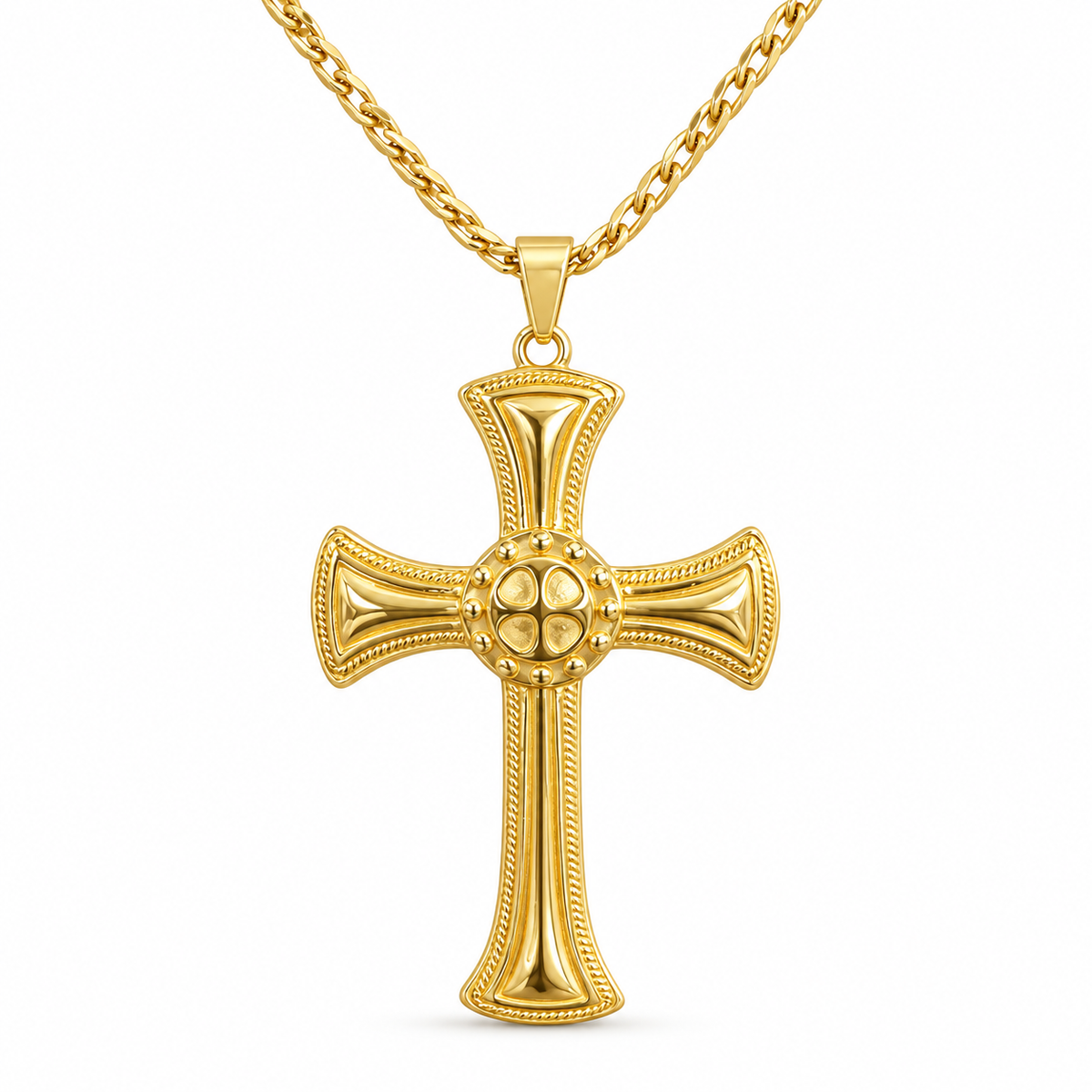 Pectoral Cross & Chain Set In Gold 008