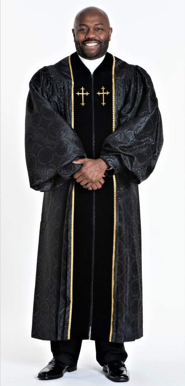 Men's JT Wesley Pulpit Robe in Black & Gold