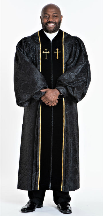 Men's JT Wesley Pulpit Robe in Black & Gold