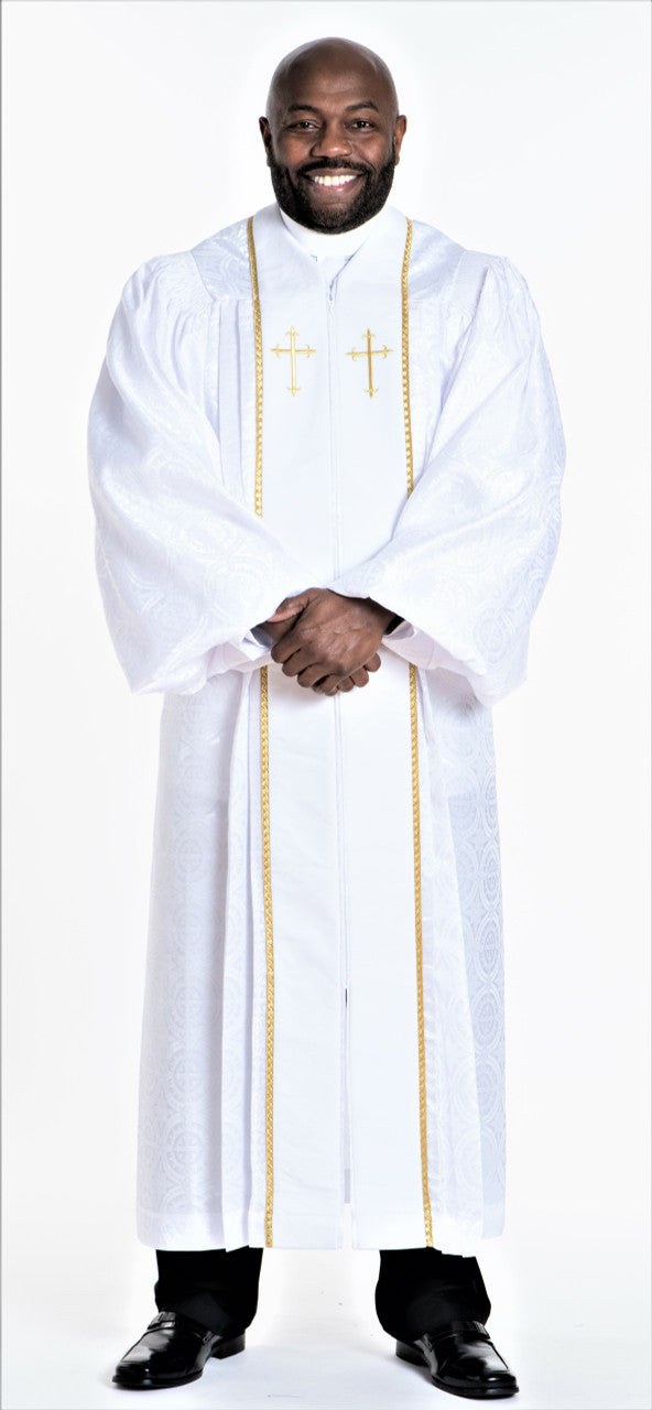 Men's JT Wesley Pulpit Robe in White & Gold