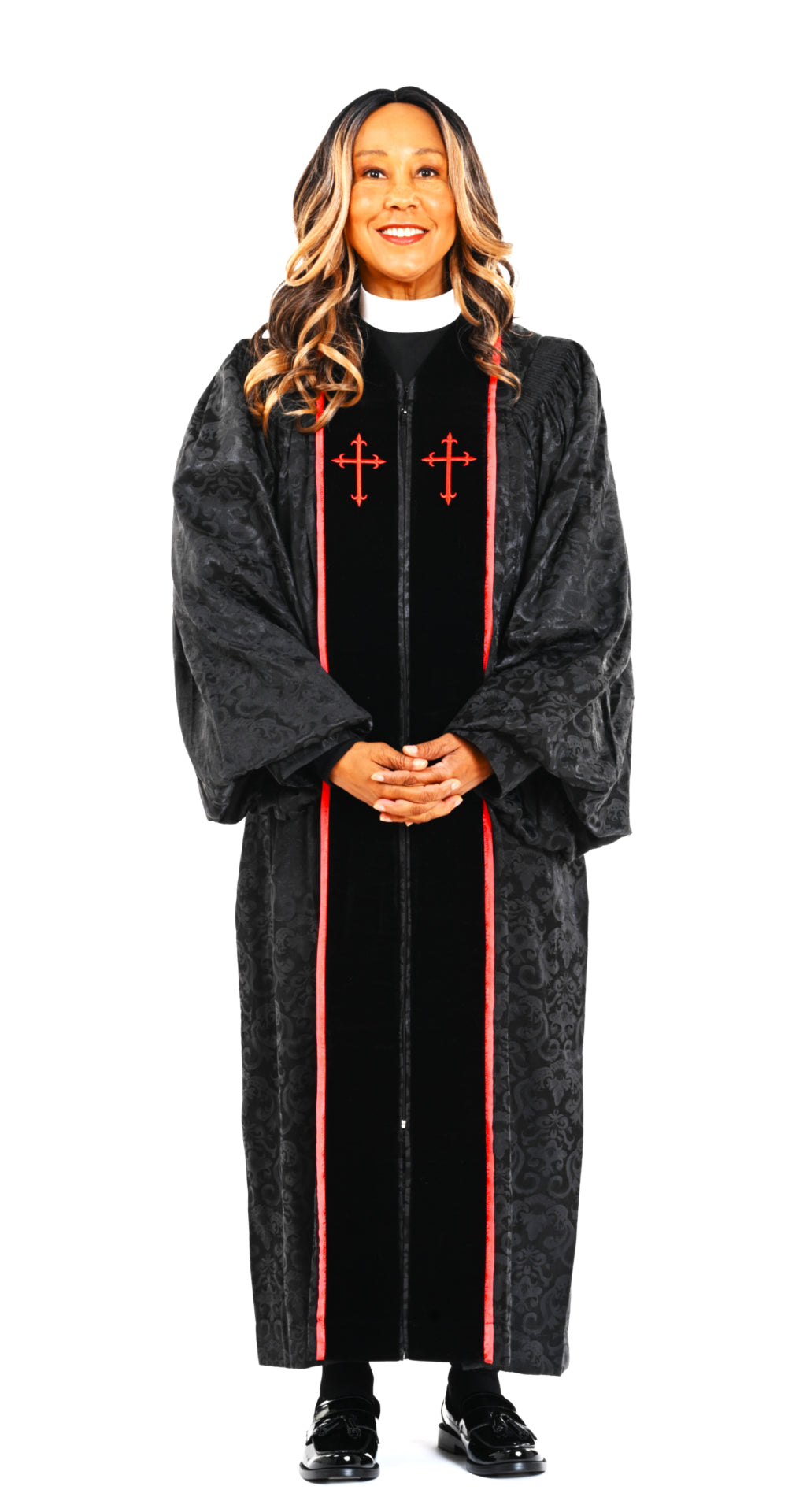 Ladies RT Wesley Pulpit Robe in Black &amp; Red