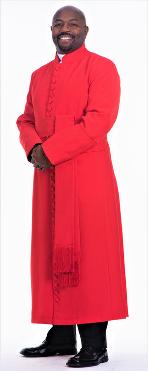 Men&#39;s 33-Button Roman Cassock &amp; Cincture Belt In Red