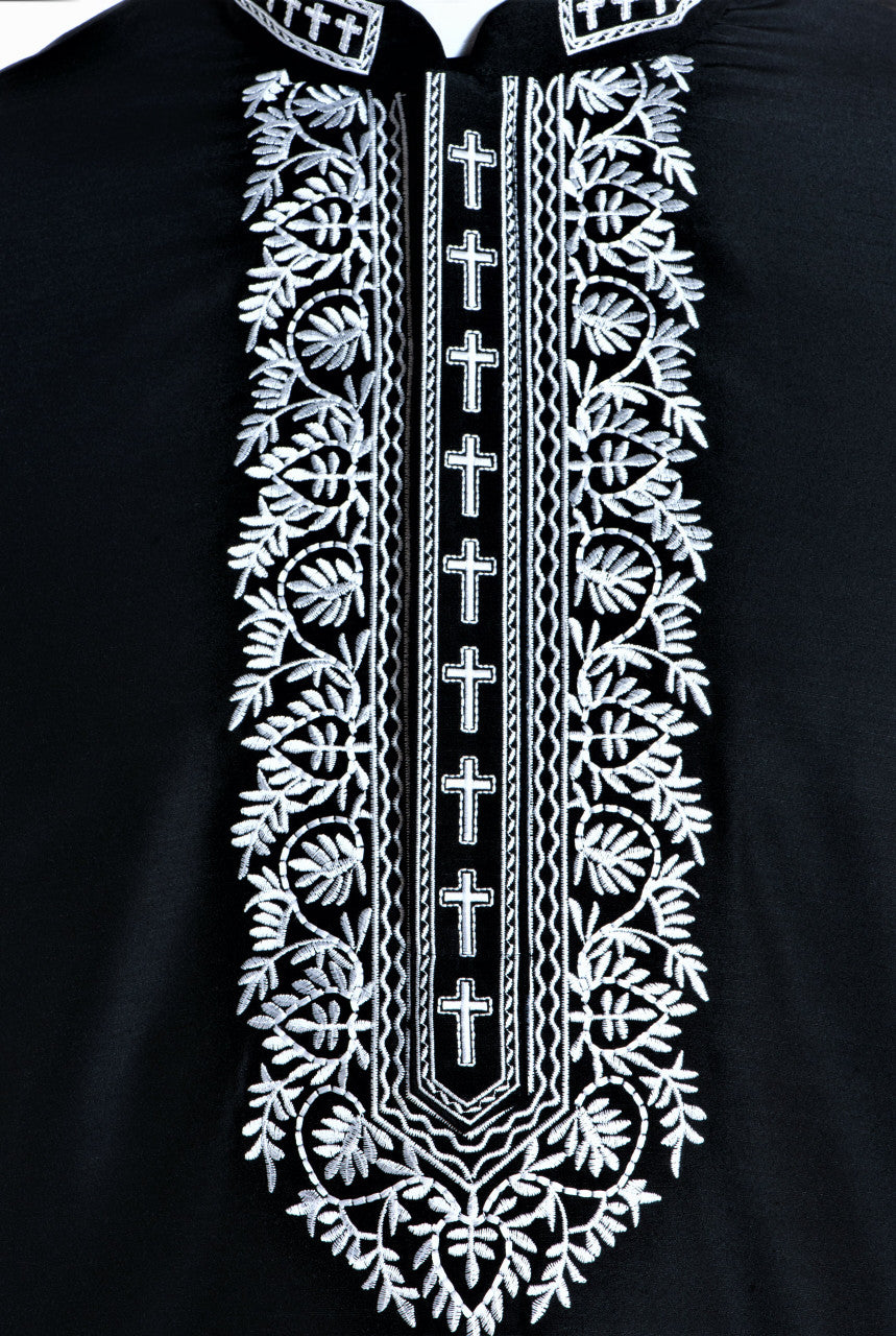 Modern Clergy Kurta in Black &amp; White