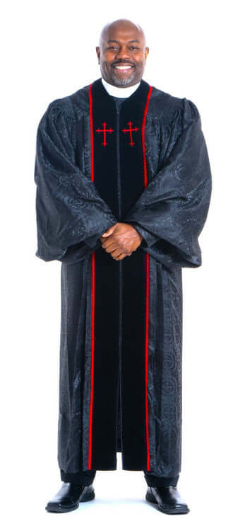 Men's JT Wesley Pulpit Robe in Black & Red | Divinity Clergy Wear