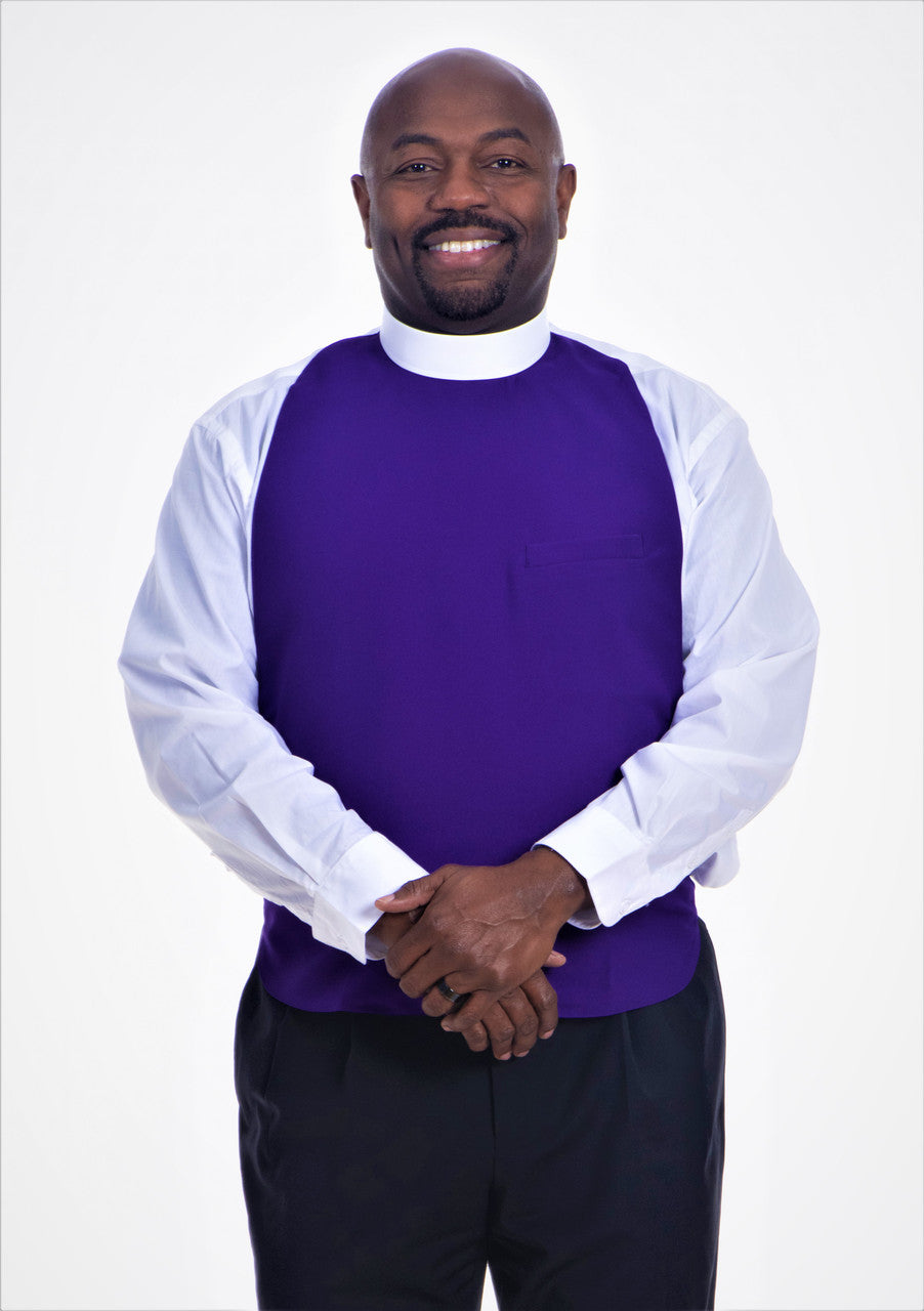 Men&#39;s Banded Collar Rabat In Purple