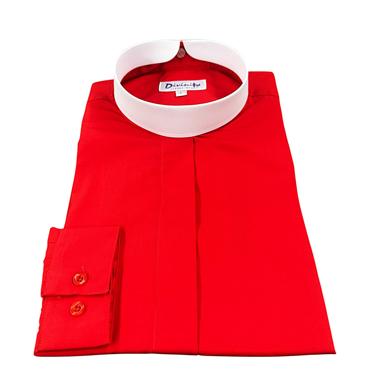 Ladies Banded Collar Clergy Shirt in Red - Collar Included