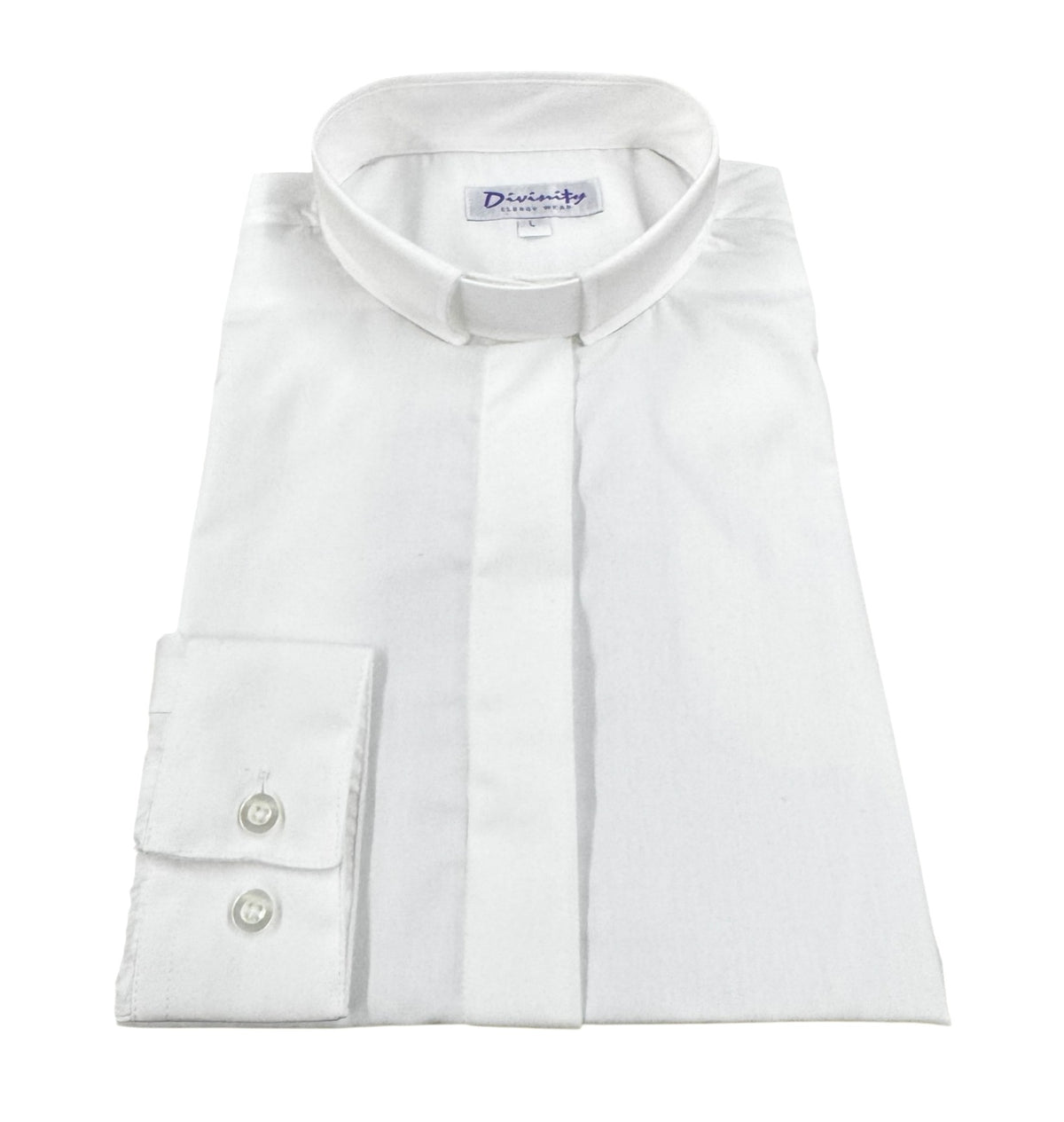 Ladies Tab Collar Clergy Shirt in White