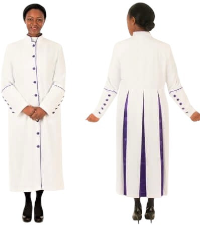 Rachel Clergy Robe In White & Purple
