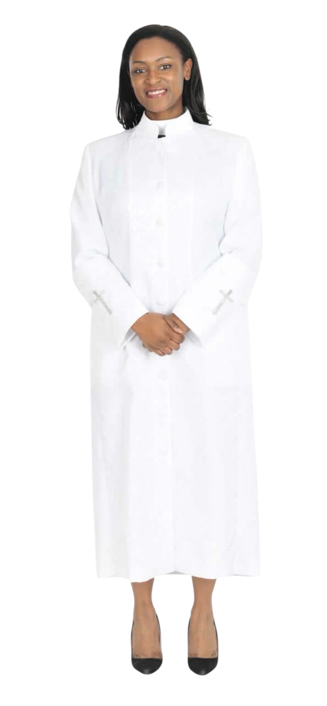 white clergy dress Gershon Clergy Robe for Ladies in White