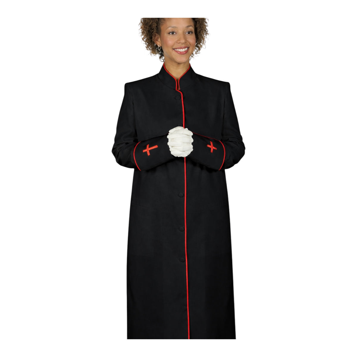 Ladies Preacher Clergy Robe In Black & Red